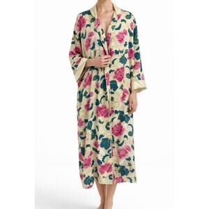 Vintage Victoria’s Secret Gold Label Floral Satin Like Kimono Robe Size Small